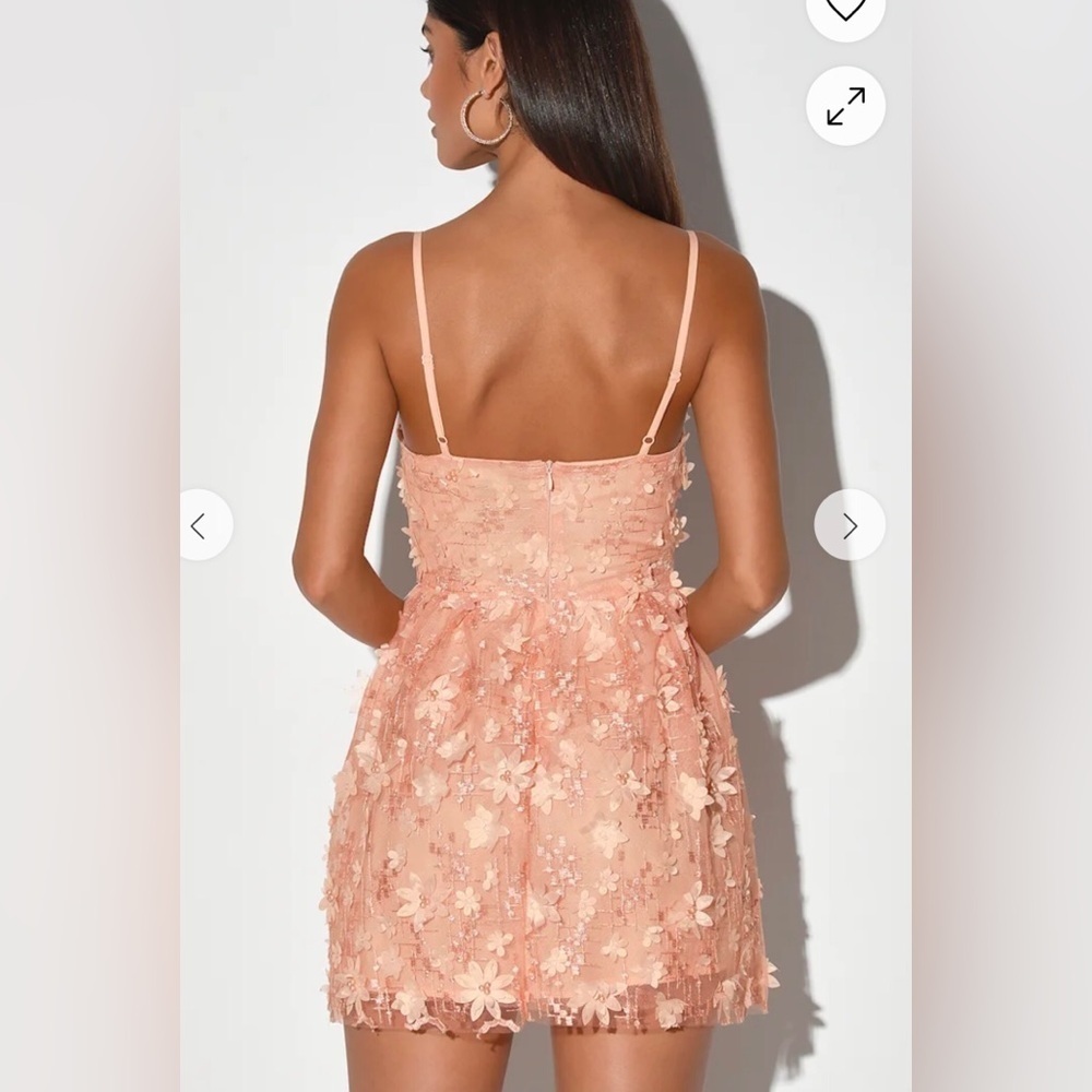Lulus Feeling Flirty Floral Mini Skater Dress in Blush Pink - Picture 4 of 13